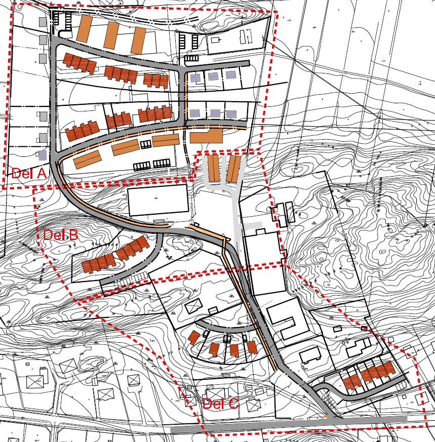 Föreslagen detaljplan Ett första utkast till ny detaljplan för Kollung i norra Skärhamn ses i figur 13 nedan. Här visas föreslagna nya bostäder och verksamheter, samt nya gator.