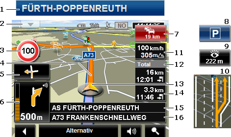 7.4 Karta i Navigation Hur du tar dig fram till ditt resmål, beror på olika faktorer (vald resvägsprofi, aktuell position, typ av resvägsplanering osv.).