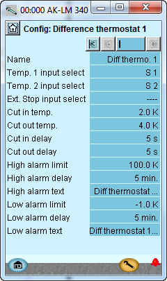 Konfiguration - fortsatt Differens termostat 1. Gå till Konfigurationsmeny 2. Välj Difference thermostat 3. Difference thermostat I vårt exempel använder vi de inställningar som visas.