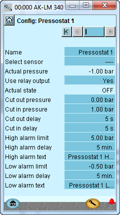 Konfiguration - fortsatt Pressostat funktioner 1. Gå till Konfigurationsmeny 2. Välj Pressostats 3.