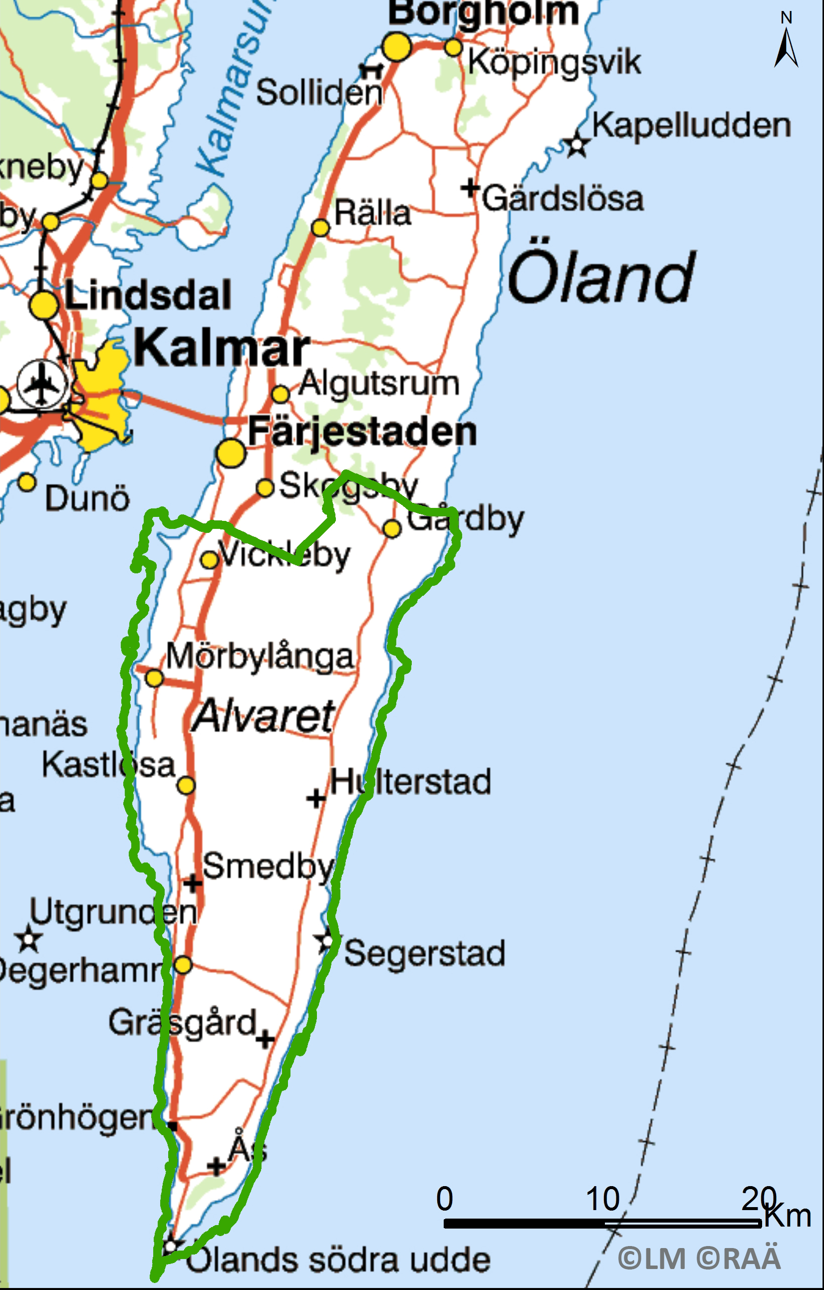 Världsarvsområdet omfattar öns hela södra tredjedel och går från kust till kust. Gränslinjen vid kusterna är dragen i vattnets 5-meterskurva. 2.