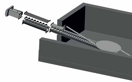 för flis och pellets Utmatning från förrådet via en vågrät fjäderomrörare med stigskruv för optimalt utnyttjande av förrådsutrymmet.