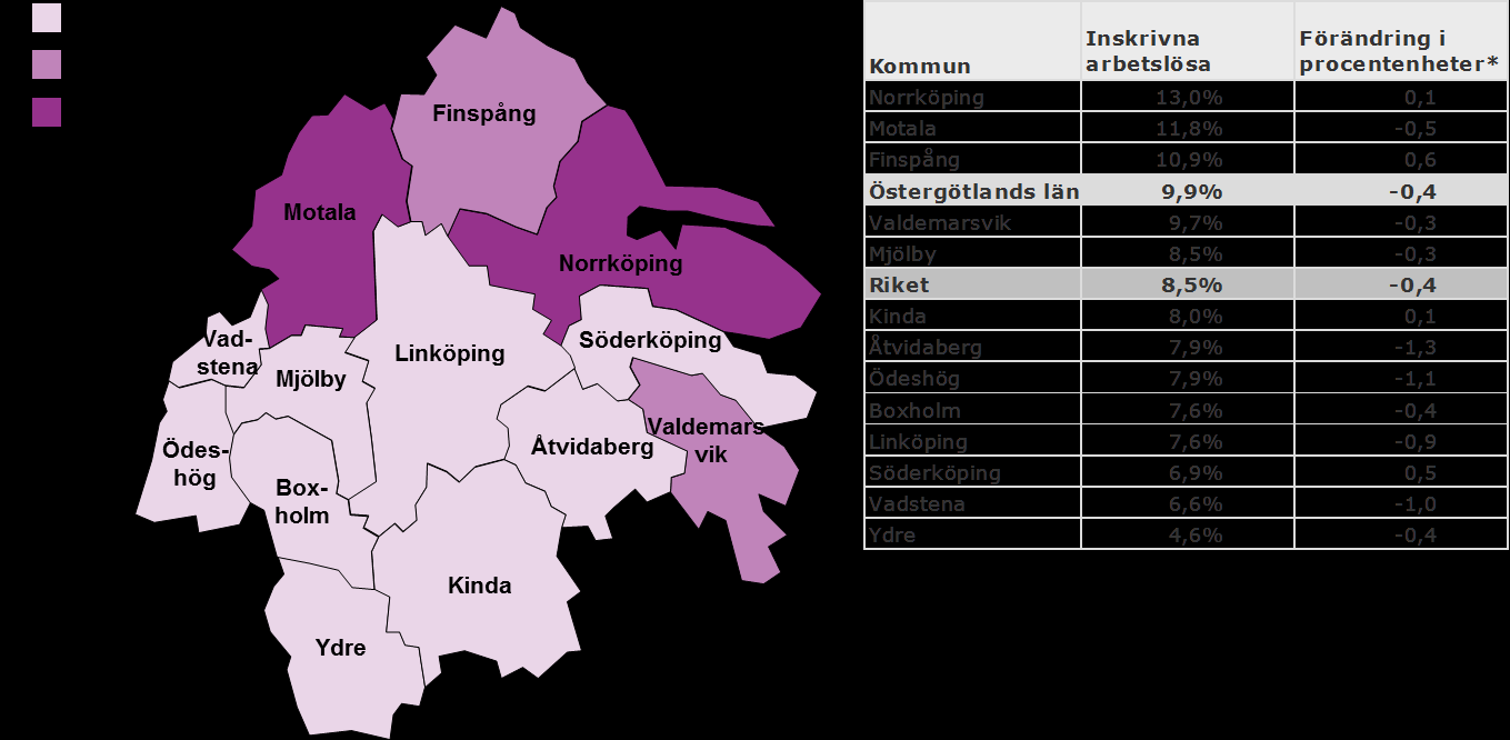 Inskrivna arbetslösa i februari 2014 som andel