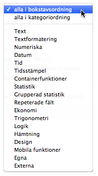 Kapitel 3 Anpassa databaslösningar 19 Skapa egna funktioner Använd Egna funktioner om du vill skapa anpassade funktioner som kan återanvändas var som helst i databasfilen och kopieras och importeras