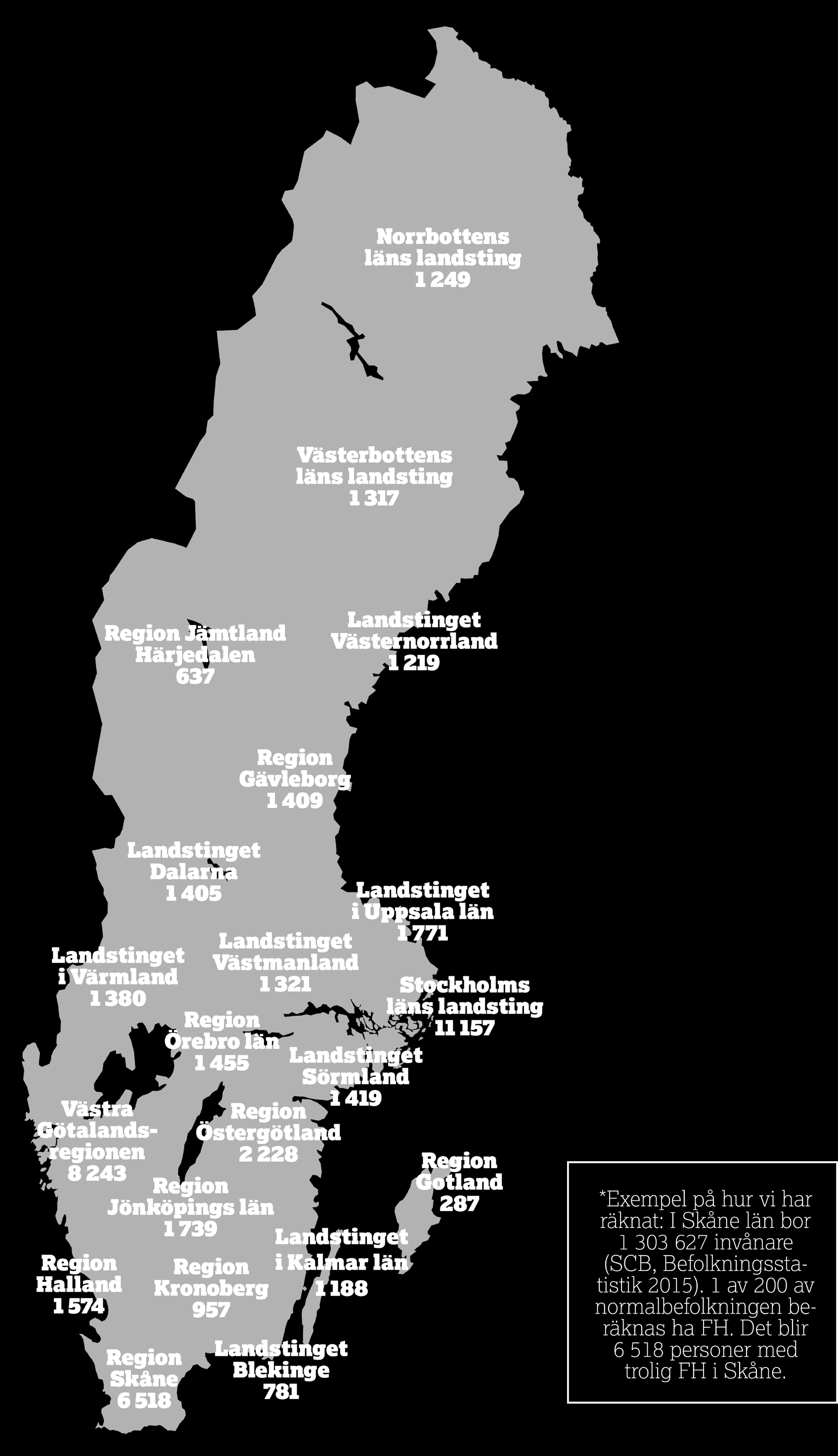 Sverigekarta över troligt antal