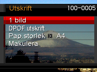 4. Anslut USB-kabeln som medföljer kameran till USB-vaggan och sedan till USB-porten på din skrivare. USB USB-port USB-kabel (medföljer) Kontakt A Kontakt Mini-B 5.