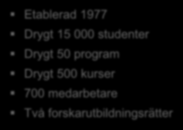 Etablerad 1977 Drygt 15 000 studenter Drygt 50 program