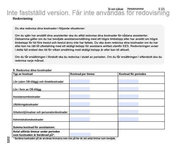 Räkning sida 2 Versionen är anpassad till förslag på ny föreskrift.