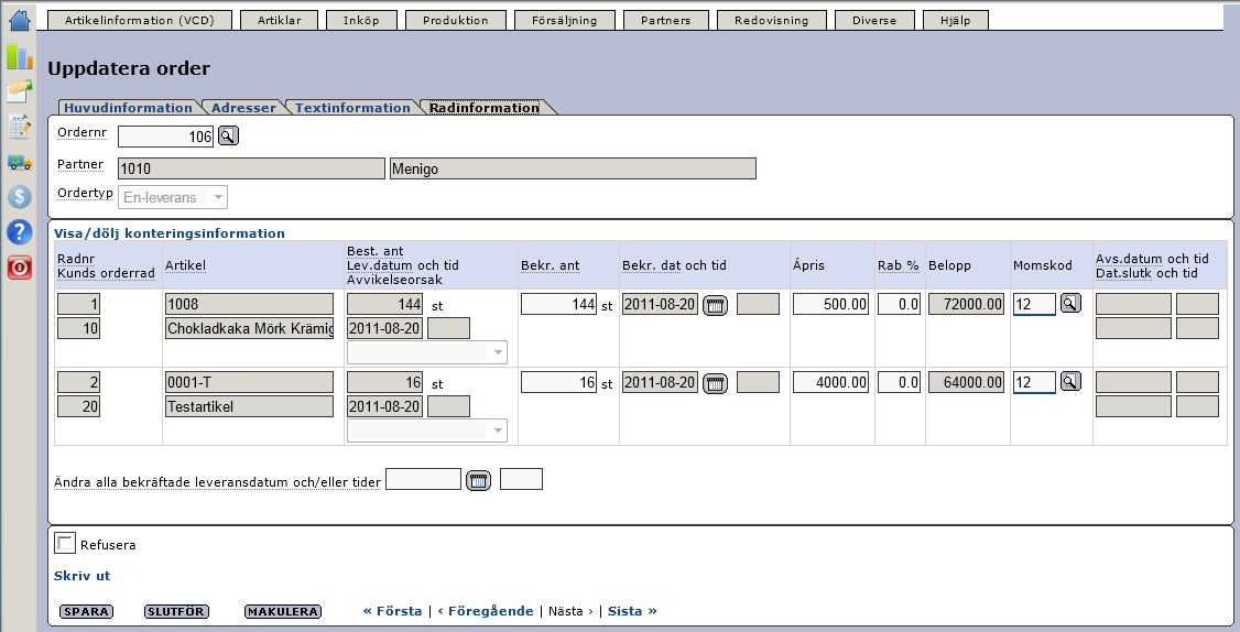 Senast Uppdaterad: 11-10-03 Exder Menigo EDI ESAP 20.