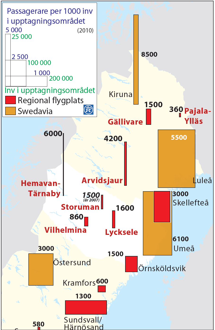 Tillgänglighet till Sverige och världen 15 Flyget länk till omvärlden Näringslivet och den offentliga sektorn i Norrbotten och Västerbotten behöver goda flygförbindelser för samverkan med övriga