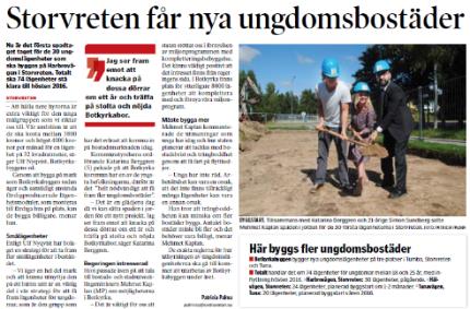 Mitt i Botkyrka Salem, 2015-06-16 Dagens Samhälle 2015-03-19 Svenska Dagbladet, 2015-03-23