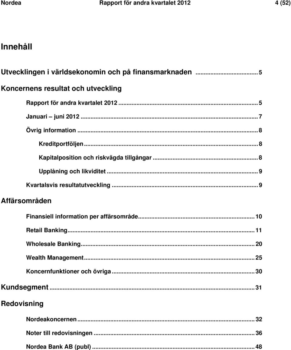 .. 8 Kapitalposition och riskvägda tillgångar... 8 Upplåning och likviditet... 9 Kvartalsvis resultatutveckling.