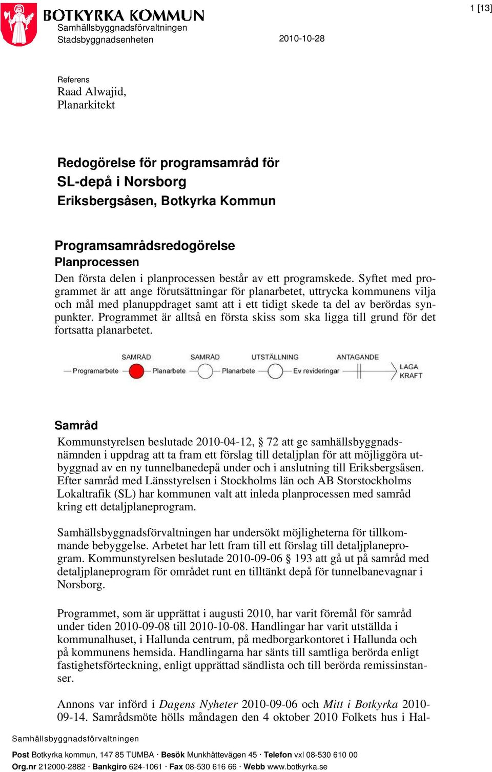 Syftet med programmet är att ange förutsättningar för planarbetet, uttrycka kommunens vilja och mål med planuppdraget samt att i ett tidigt skede ta del av berördas synpunkter.