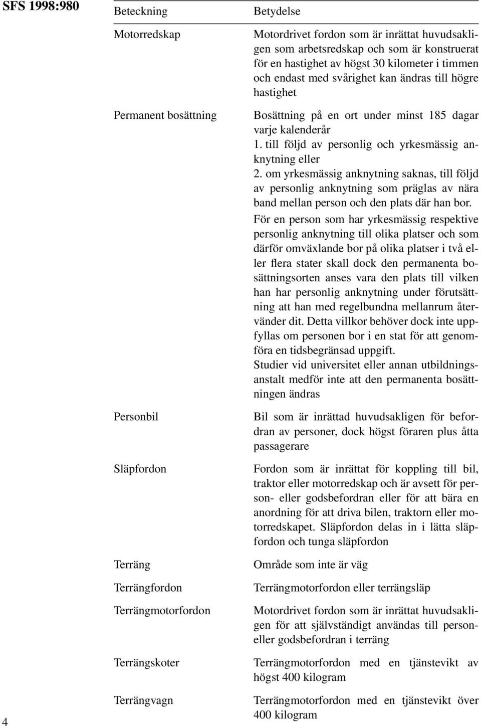 dagar varje kalenderår 1. till följd av personlig och yrkesmässig anknytning eller 2.