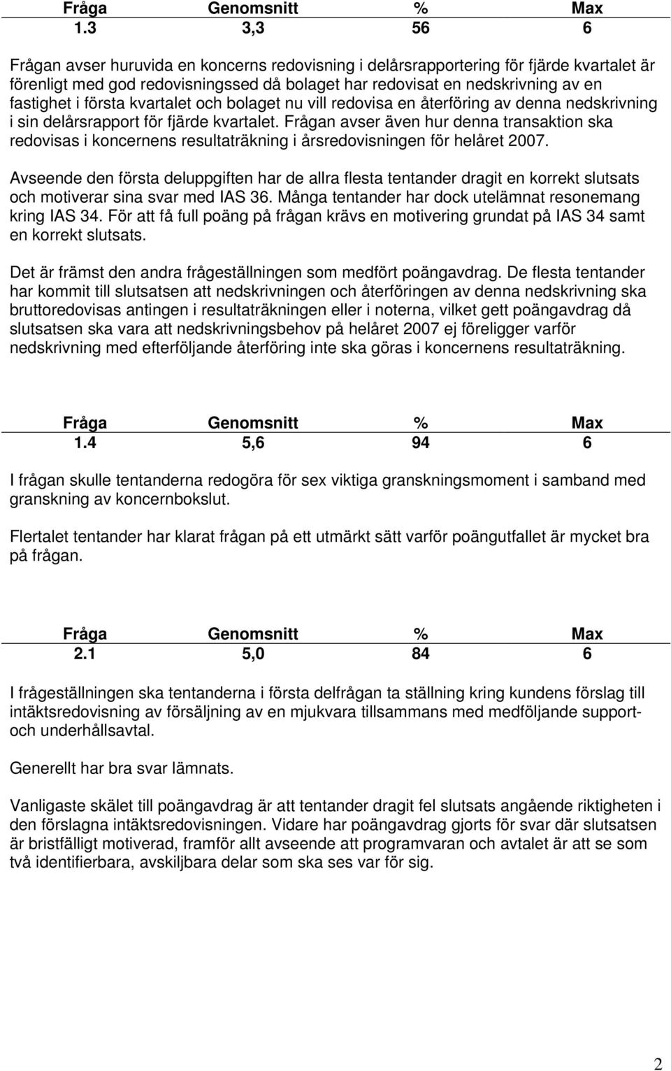 Frågan avser även hur denna transaktion ska redovisas i koncernens resultaträkning i årsredovisningen för helåret 2007.