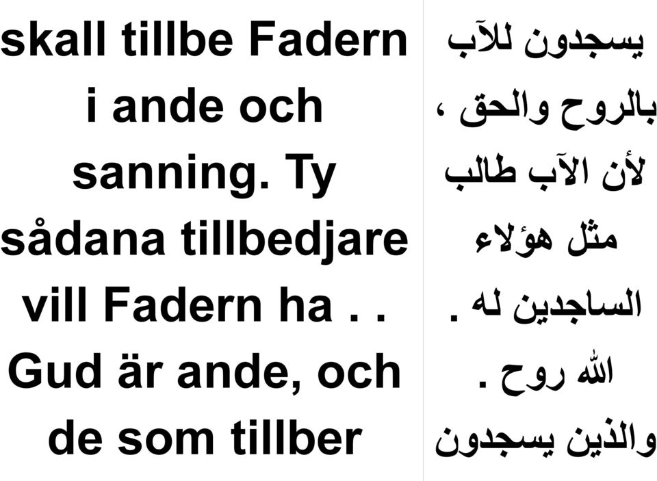 . Gud är ande, och de som tillber يسجدون للب