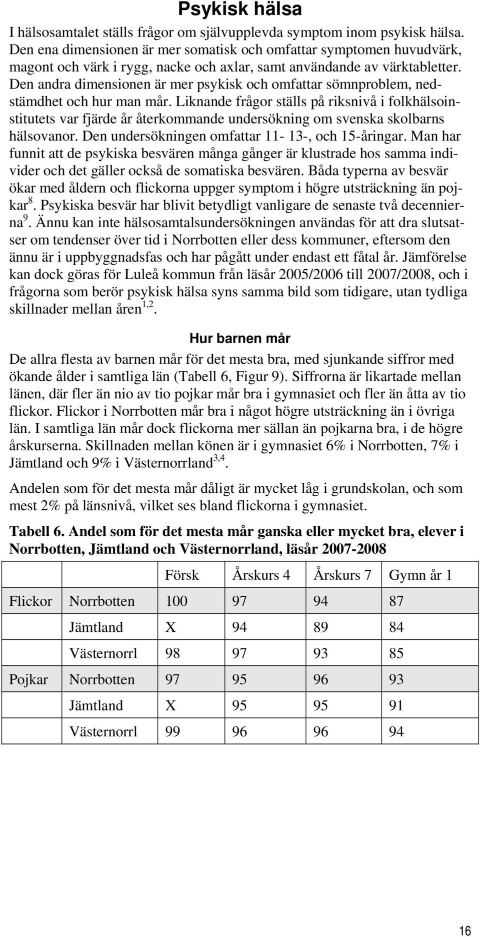 Den andra dimensionen är mer psykisk och omfattar sömnproblem, nedstämdhet och hur man mår.