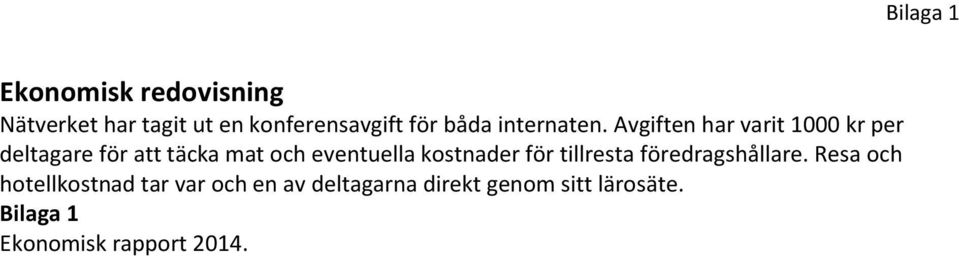 Avgiften har varit 1000 kr per deltagare för att täcka mat och eventuella