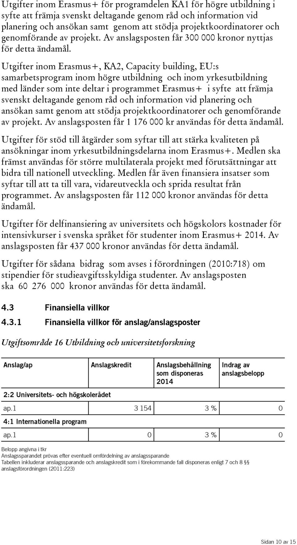 Utgifter inom Erasmus+, KA2, Capacity building, EU:s samarbetsprogram inom högre utbildning och inom yrkesutbildning med länder som inte deltar i programmet Erasmus+ i syfte att främja svenskt