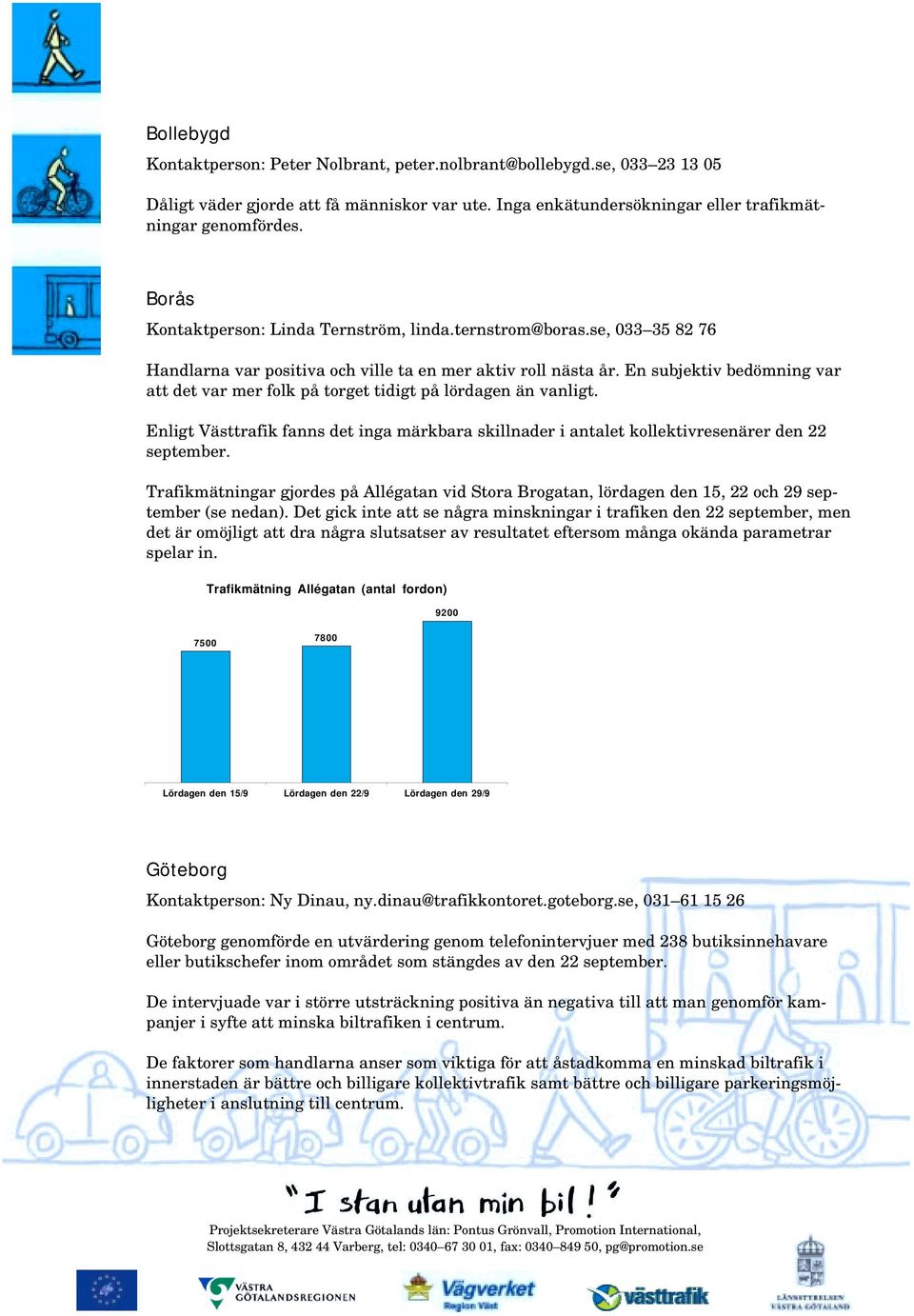 En subjektiv bedömning var att det var mer folk på torget tidigt på lördagen än vanligt. Enligt Västtrafik fanns det inga märkbara skillnader i antalet kollektivresenärer den 22 september.