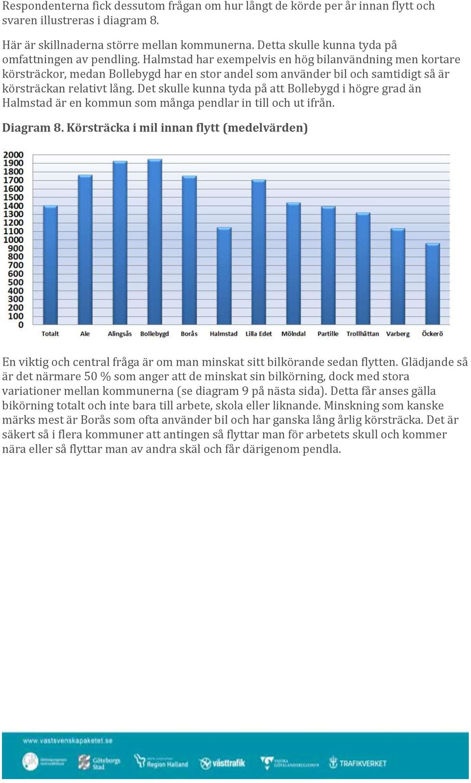 Halmstad har exempelvis en hög bilanvändning men kortare körsträckor, medan Bollebygd har en stor andel som använder bil och samtidigt så är körsträckan relativt lång.