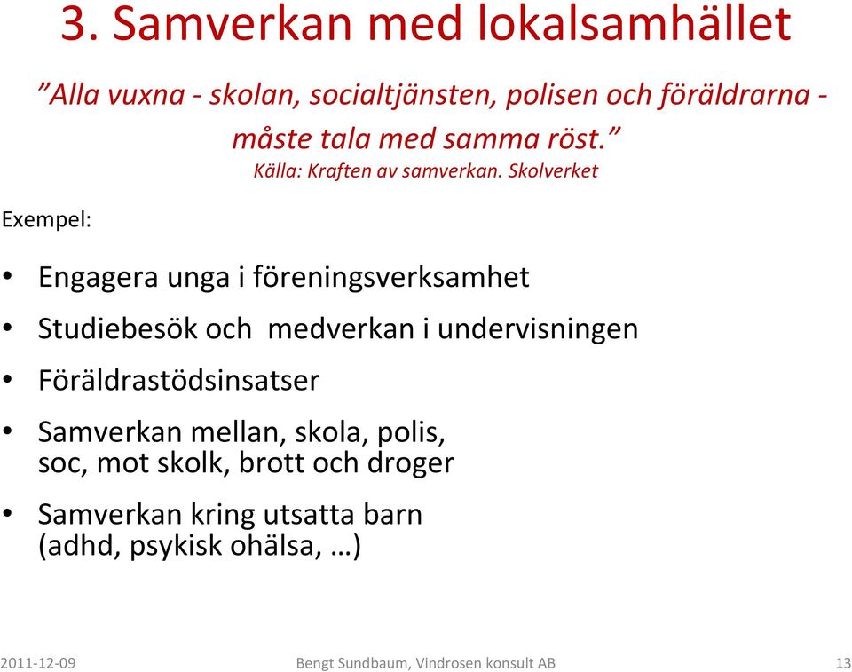 Skolverket Exempel: Engagera unga i föreningsverksamhet Studiebesök och medverkan i undervisningen