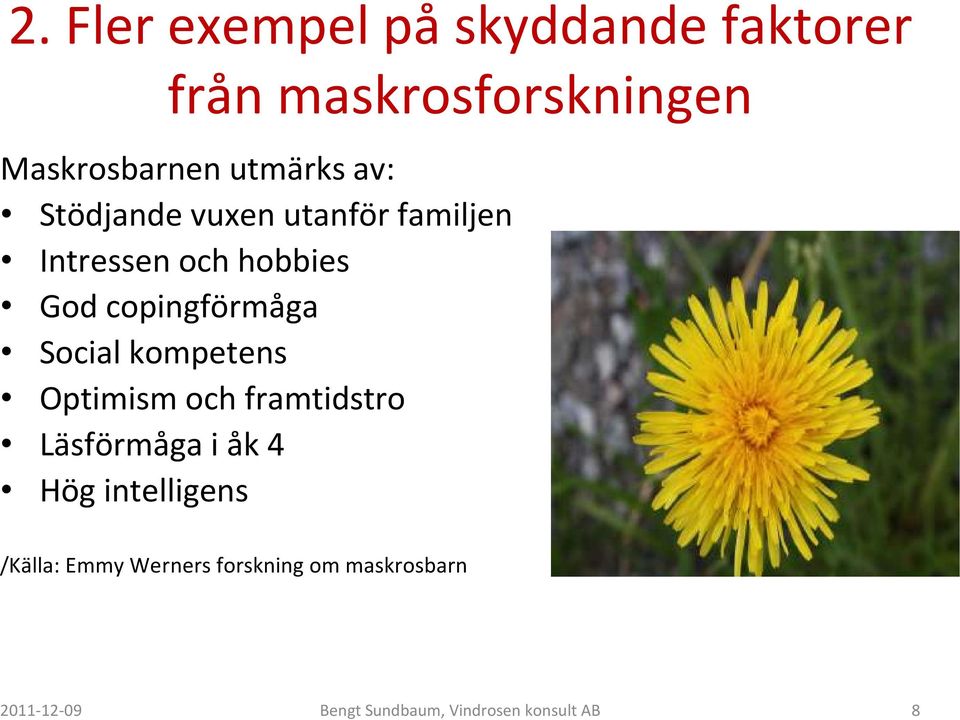 Social kompetens Optimism och framtidstro Läsförmåga i åk 4 Hög intelligens