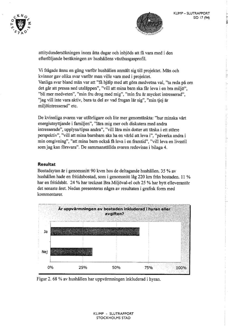 Vanliga svar bland män var att "få hjälp med att göra medvetna val, "ta reda på om det går att pressa ned utsläppen", "vill att mina barn ska får leva i en bra miljö", "bli mer medveten", "min fru