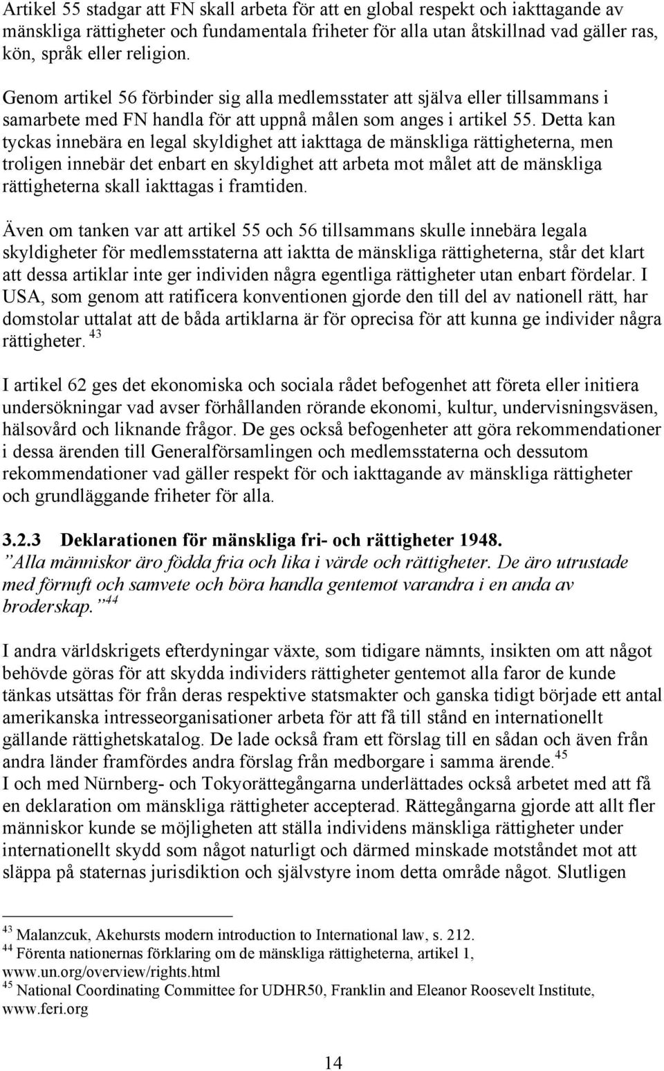 Detta kan tyckas innebära en legal skyldighet att iakttaga de mänskliga rättigheterna, men troligen innebär det enbart en skyldighet att arbeta mot målet att de mänskliga rättigheterna skall