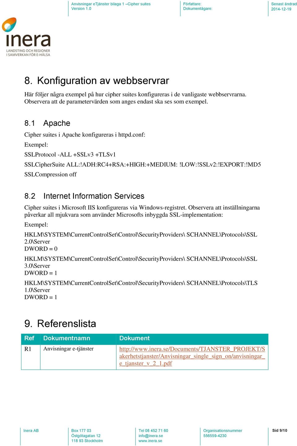 2 Internet Information Services Cipher suites i Microsoft IIS konfigureras via Windows-registret.