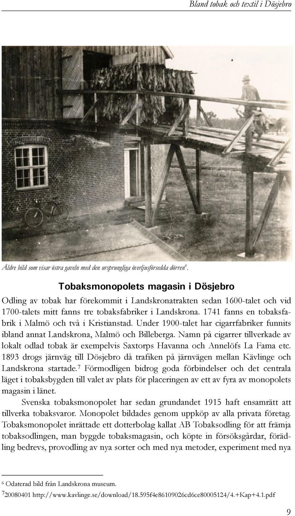 1741 fanns en tobaksfabrik i Malmö och två i Kristianstad. Under 1900-talet har cigarrfabriker funnits ibland annat Landskrona, Malmö och Billeberga.