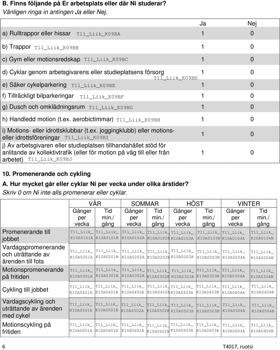 omklädningsrum h) Handledd motion (t.ex.