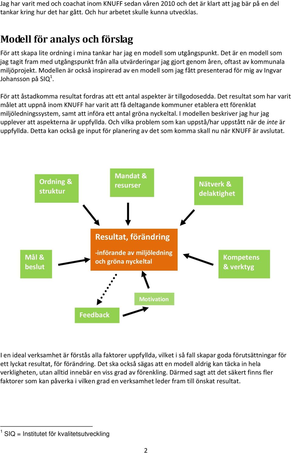 Det är en modell som jag tagit fram med utgångspunkt från alla utvärderingar jag gjort genom åren, oftast av kommunala miljöprojekt.