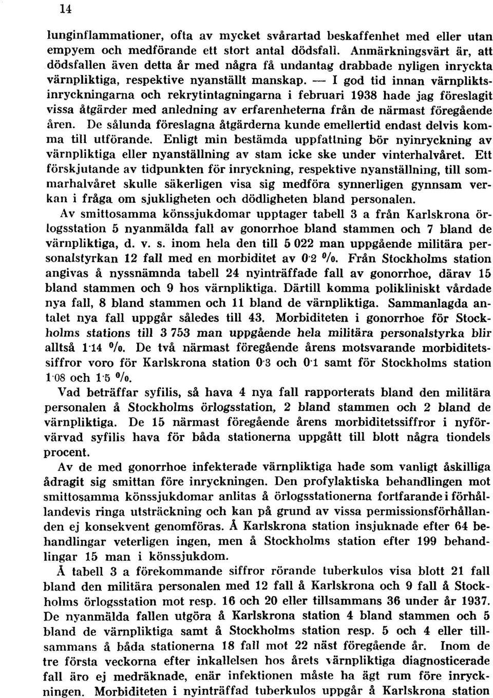 I god tid innan värnpliktsinryckningarna och rekrytintagningarna i februari 1938 hade jag föreslagit vissa åtgärder med anledning av erfarenheterna från de närmast föregående åren.