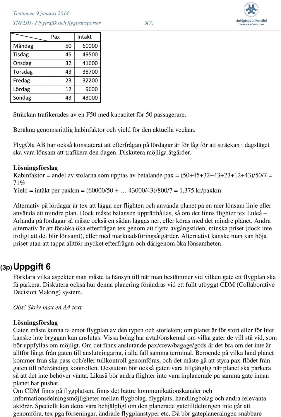 FlygOla AB har också konstaterat att efterfrågan på lördagar är för låg för att sträckan i dagsläget ska vara lönsam att trafikera den dagen. Diskutera möjliga åtgärder.