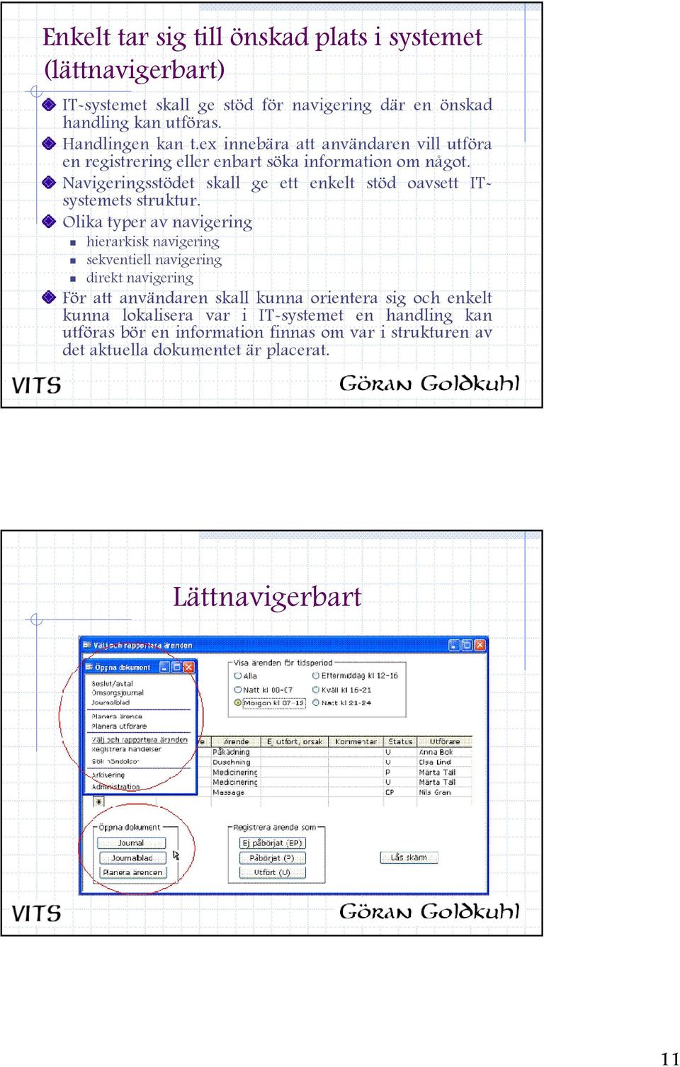 Navigeringsstödet skall ge ett enkelt stöd oavsett ITsystemets struktur.