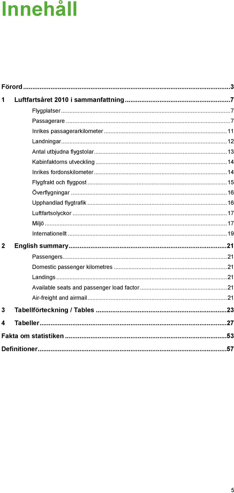 .. 16 Upphandlad flygtrafik... 16 Luftfartsolyckor... 17 Miljö... 17 Internationellt... 19 2 English summary... 21 Passengers... 21 Domestic passenger kilometres.