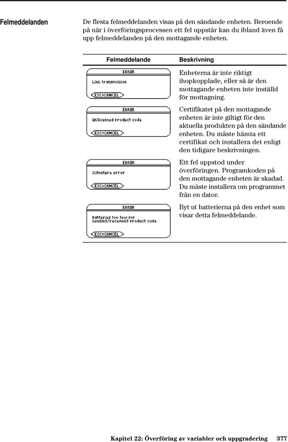 Certifikatet på den mottagande enheten är inte giltigt för den aktuella produkten på den sändande enheten. Du måste hämta ett certifikat och installera det enligt den tidigare beskrivningen.