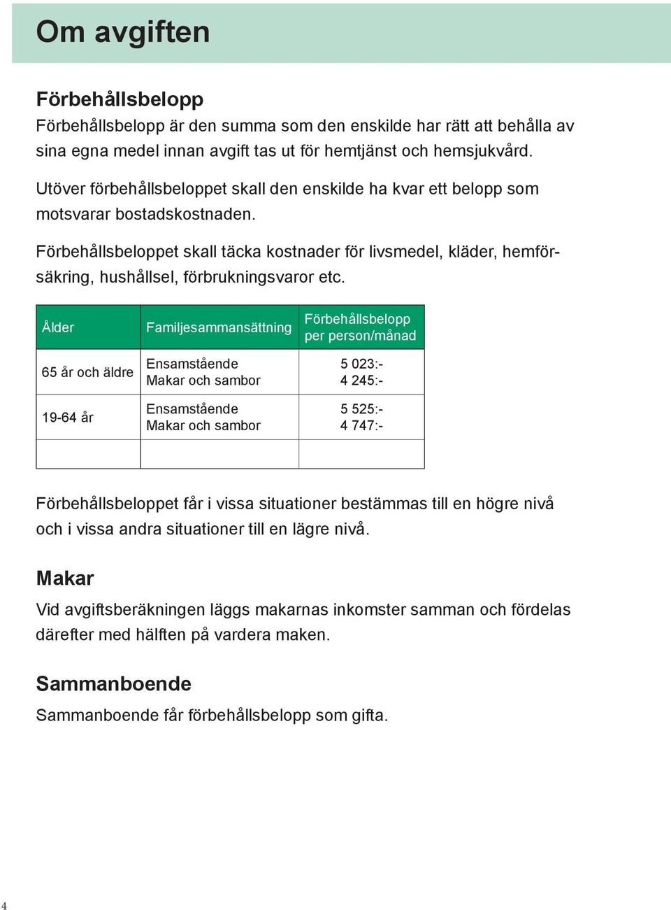 Förbehållsbeloppet skall täcka kostnader för livsmedel, kläder, hemförsäkring, hushållsel, förbrukningsvaror etc.