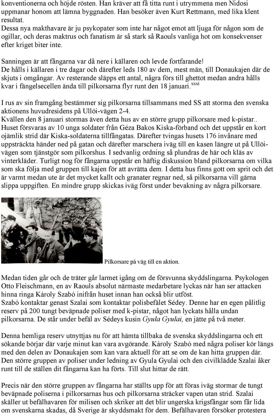 inte. Sanningen är att fångarna var då nere i källaren och levde fortfarande! De hålls i källaren i tre dagar och därefter leds 180 av dem, mest män, till Donaukajen där de skjuts i omgångar.