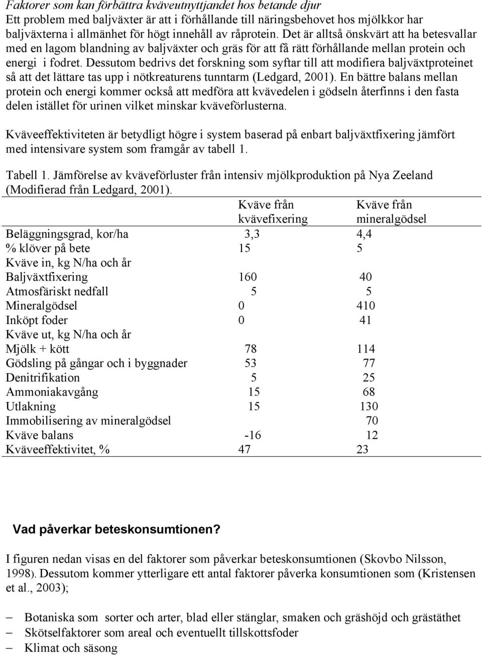 Dessutom bedrivs det forskning som syftar till att modifiera baljväxtproteinet så att det lättare tas upp i nötkreaturens tunntarm (Ledgard, 2001).