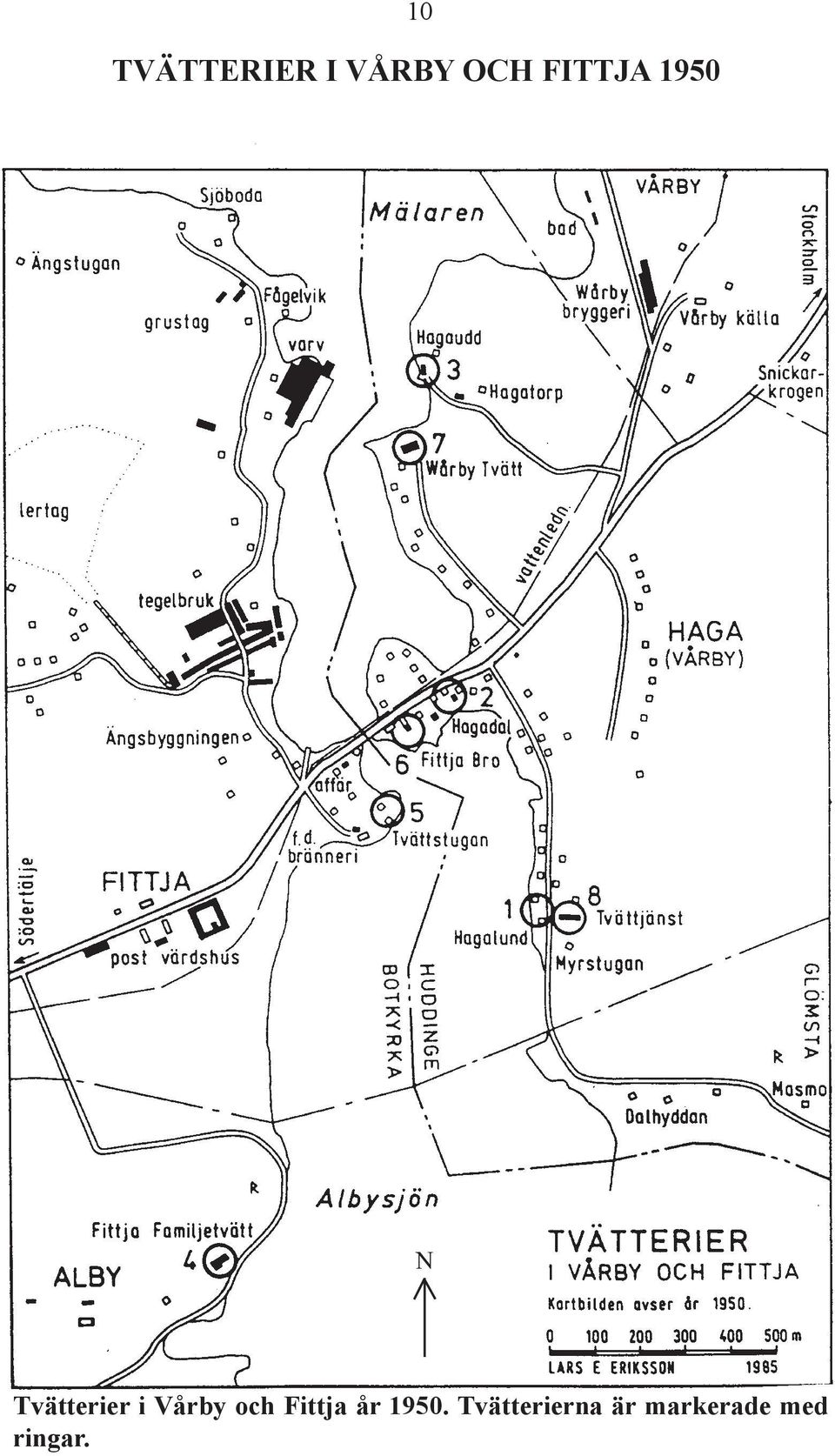 Vårby och Fittja år 1950.