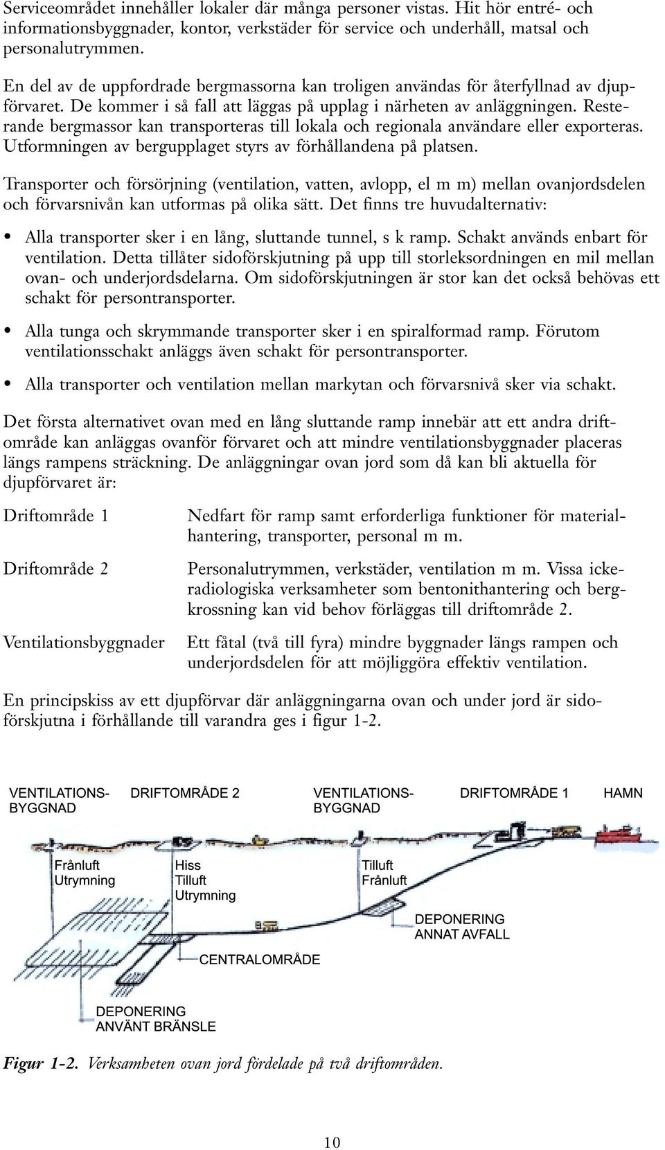 Resterande bergmassor kan transporteras till lokala och regionala användare eller exporteras. Utformningen av bergupplaget styrs av förhållandena på platsen.