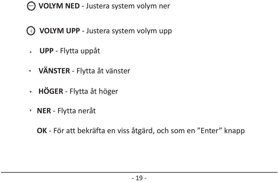 vänster HÖGER - Flytta åt höger NER - Flytta neråt OK -