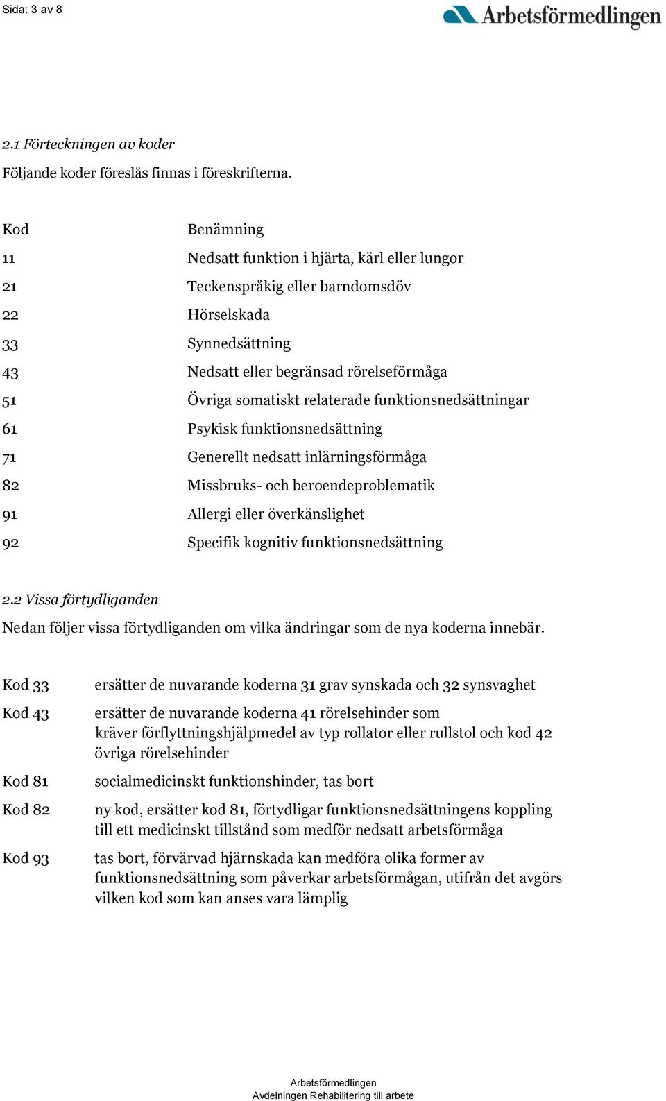 relaterade funktionsnedsättningar 61 Psykisk funktionsnedsättning 71 Generellt nedsatt inlärningsförmåga 82 Missbruks- och beroendeproblematik 91 Allergi eller överkänslighet 92 Specifik kognitiv