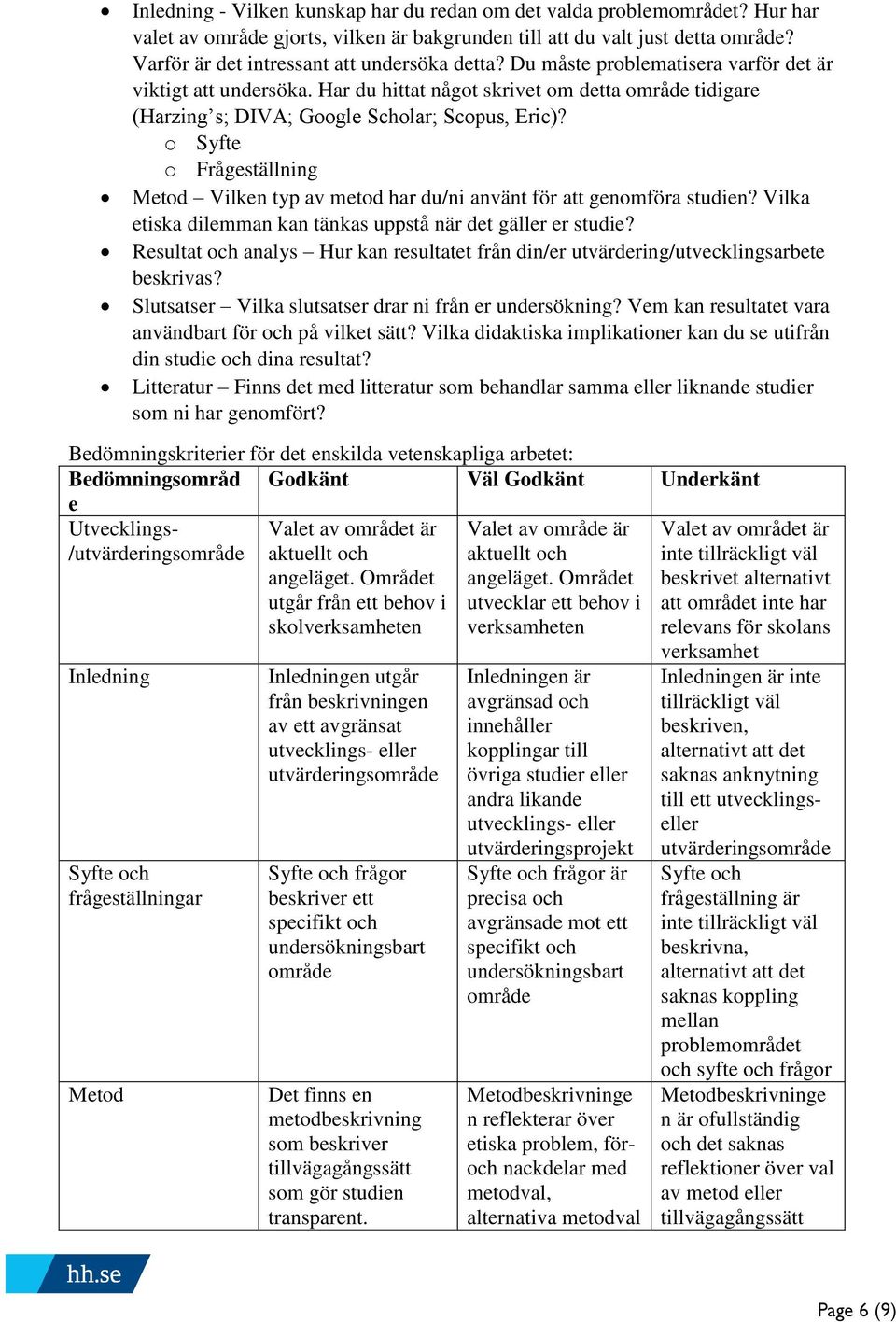 Har du hittat något skrivet om detta område tidigare (Harzing s; DIVA; Google Scholar; Scopus, Eric)? o Syfte o Frågeställning Metod Vilken typ av metod har du/ni använt för att genomföra studien?