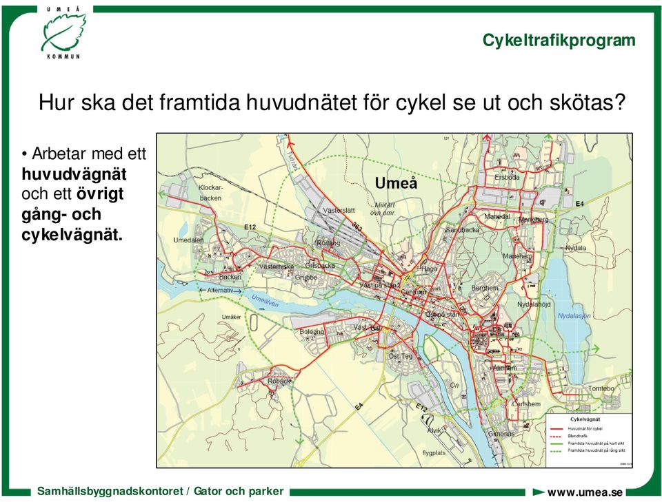 Arbetar med ett huvudvägnät och