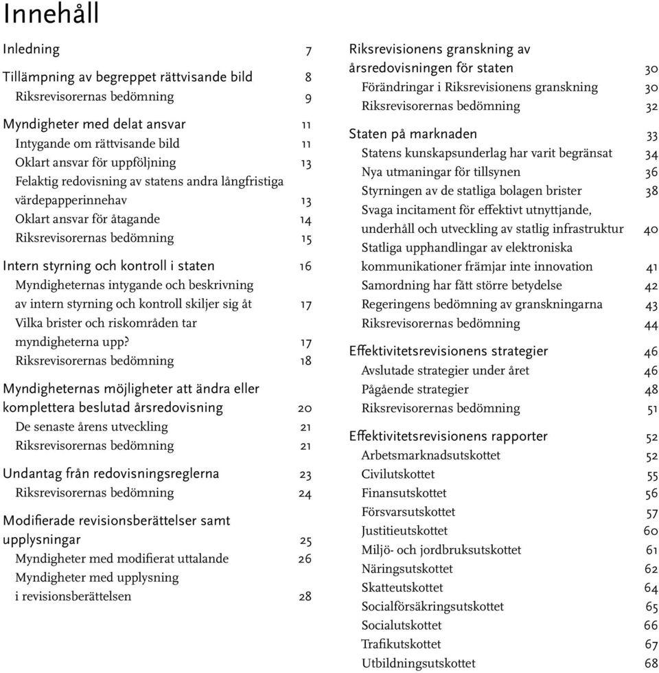 och beskrivning av intern styrning och kontroll skiljer sig åt 17 Vilka brister och riskområden tar myndigheterna upp?