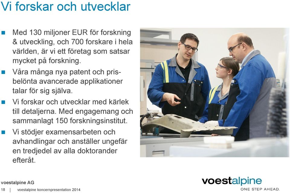 Vi forskar och utvecklar med kärlek till detaljerna. Med engagemang och sammanlagt 150 forskningsinstitut.