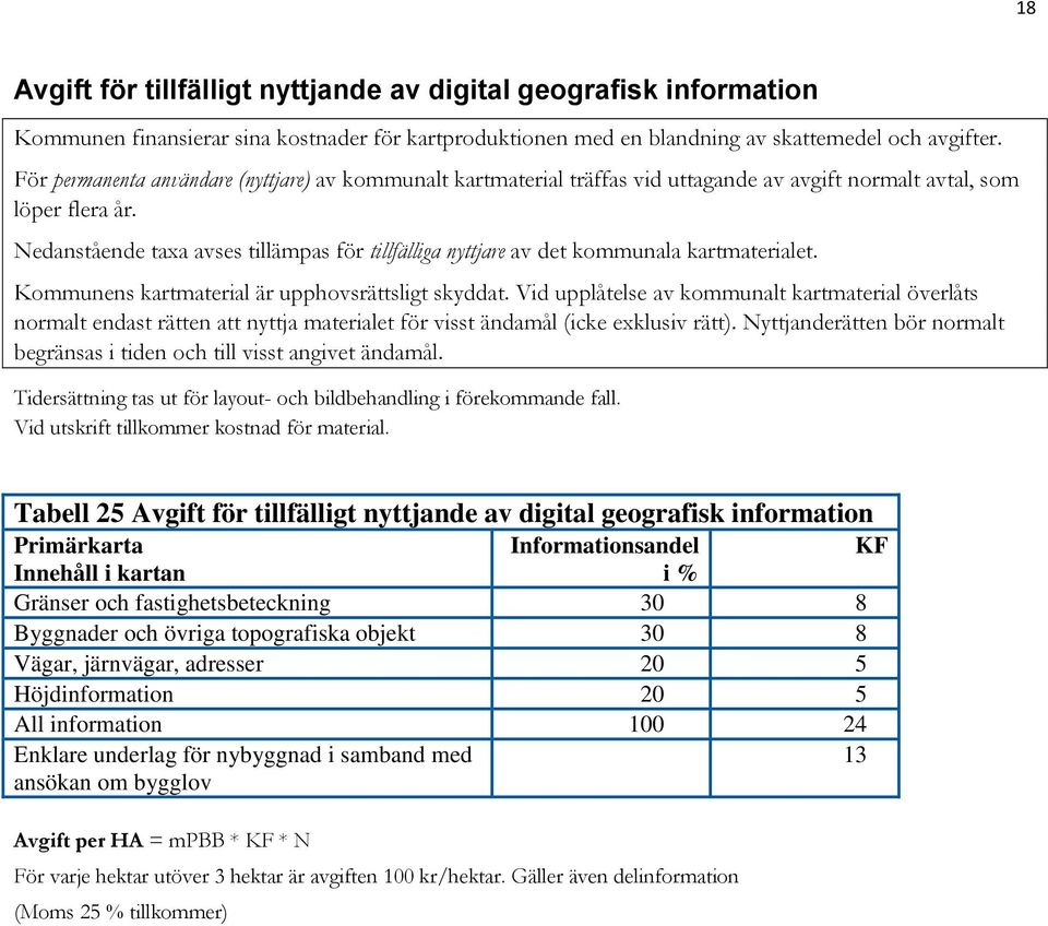 Nedanstående taxa avses tillämpas för tillfälliga nyttjare av det kommunala kartmaterialet. Kommunens kartmaterial är upphovsrättsligt skyddat.